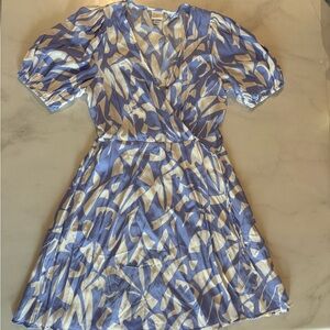 a new day Purple/Periwinkle & White Abstract Wrap Mini Dress